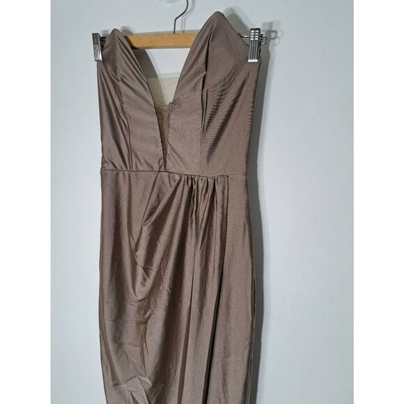 Michael Costello womens small dressbodycon sexy tan light brown long cocktail - Picture 4 of 8